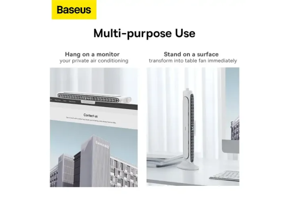 Baseus Refreshing Monitor Clip-On and Stand-Up Bladeless Air Desk Fan Baseus Refreshing Monitor Clip-On and Stand-Up Bladeless Air Desk Fan