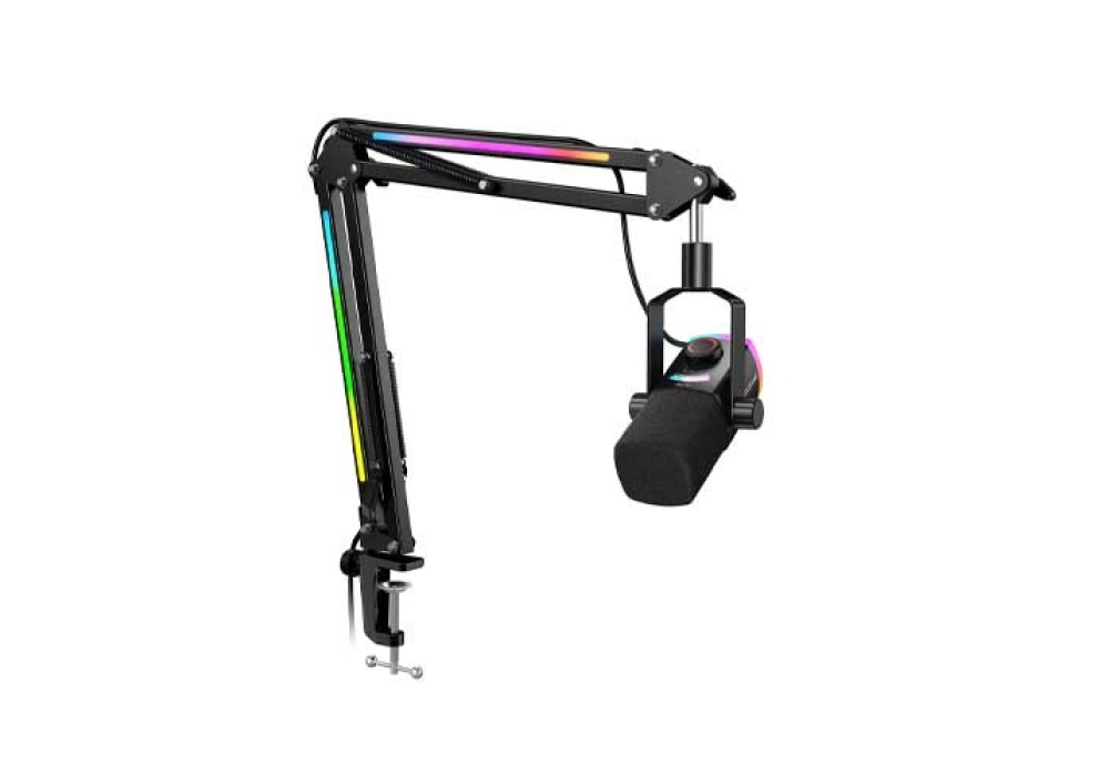 FIFINE AmpliGame AM8PROT Dynamic Microphone Kit with RGB Boom Arm Stand