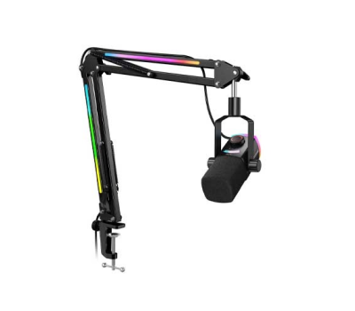 FIFINE AmpliGame AM8PROT Dynamic Microphone Kit with RGB Boom Arm Stand