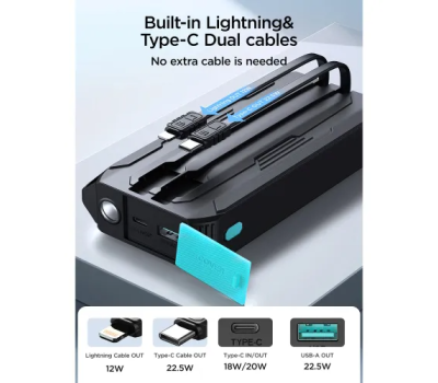 Joyroom JR-L017 10000mAh 22.5W Power Bank with Dual Cables