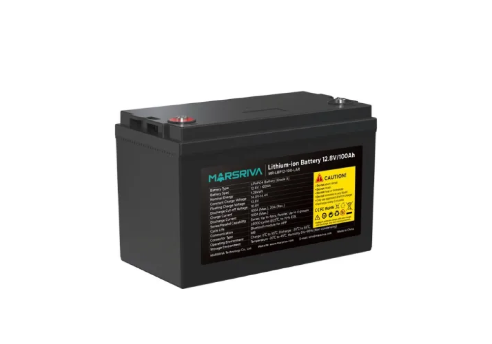 Marsriva MR-LBP12-100-LAR 12.8V 100Ah LiFePO4 UPS Battery
