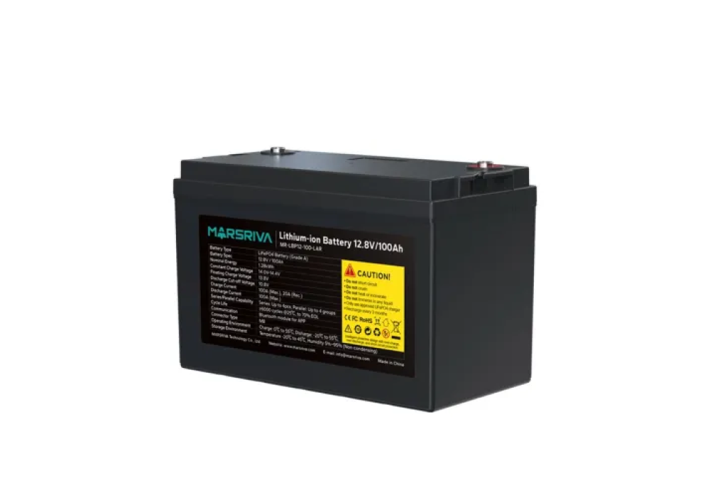 Marsriva MR-LBP12-100-LAR 12.8V 100Ah LiFePO4 UPS Battery