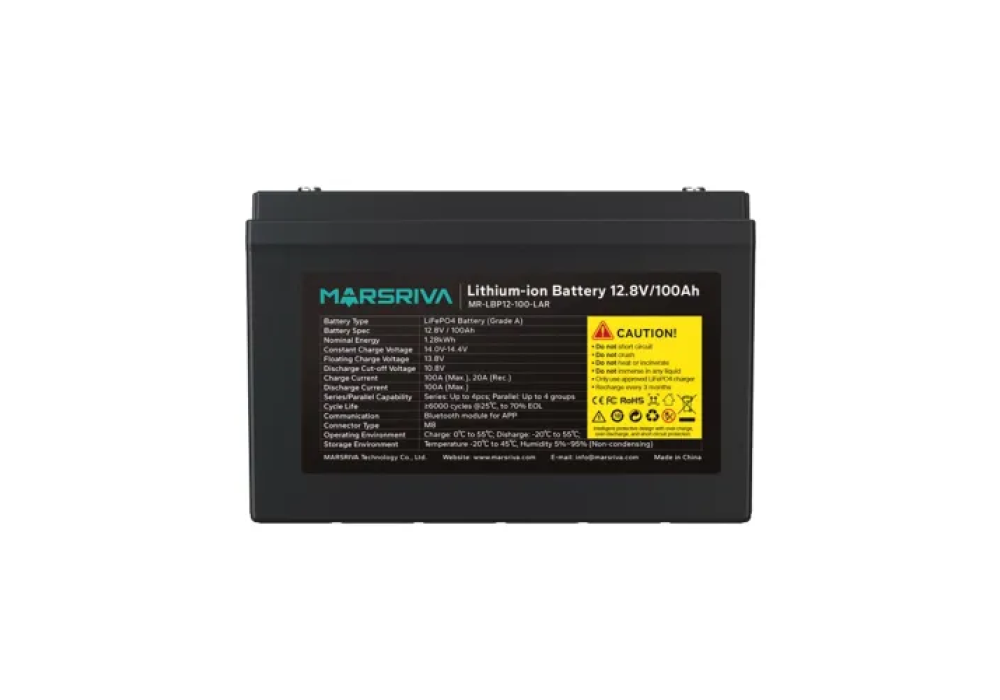Marsriva MR-LBP12-100-LAR 12.8V 100Ah LiFePO4 UPS Battery