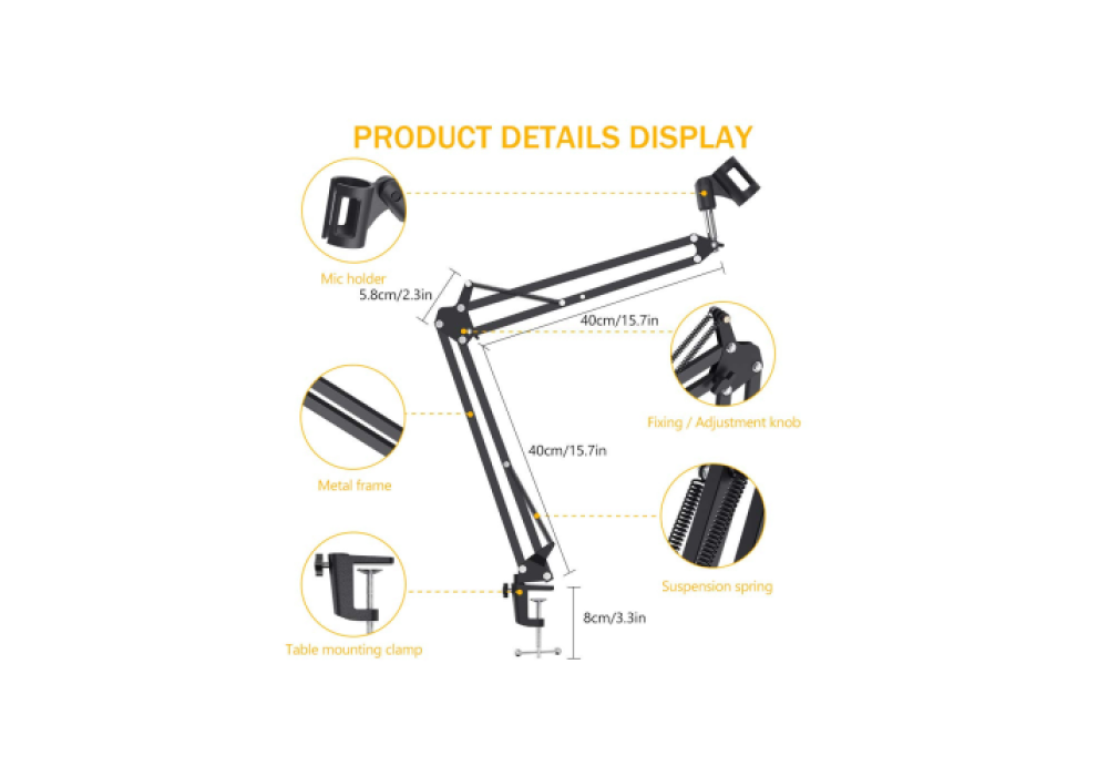 MAONO AU-B01(BA20) Microphone Suspension Boom Scissor Arm Stand
