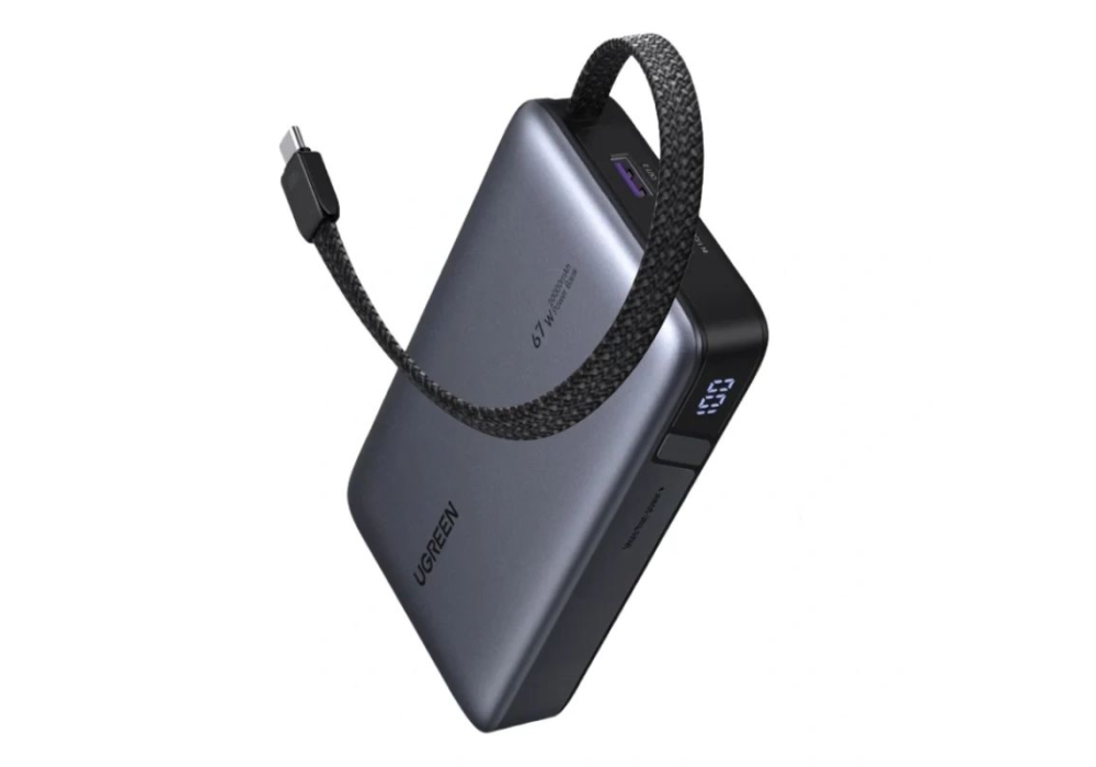 UGREEN PB550 67W 20000mAh Power Bank with Built in Cable (55996B)