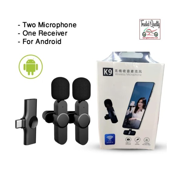 K9 Dual Microphone Wireless Lavalier Microphone for Android Type C