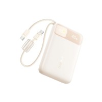 Baseus EnerFill FC11 10000mAh 45W Power Bank with Dual Built-in USB-C Cables (White)