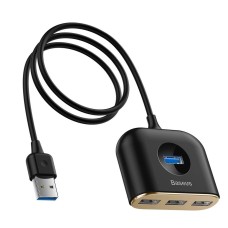 Baseus Square Round 4 in 1 USB 3.0 Hub (1 × USB 3.0 + 3 × USB 2.0) 1m Black