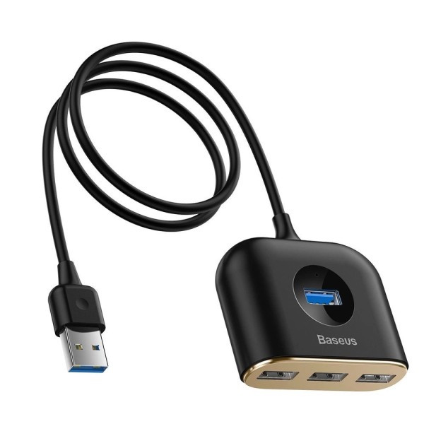 Baseus Square Round 4 in 1 USB 3.0 Hub (1 × USB 3.0 + 3 × USB 2.0) 1m Black