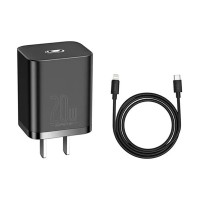 Baseus Super Si 20W USB-C Charger with Lightning Cable (CN Plug, Black)