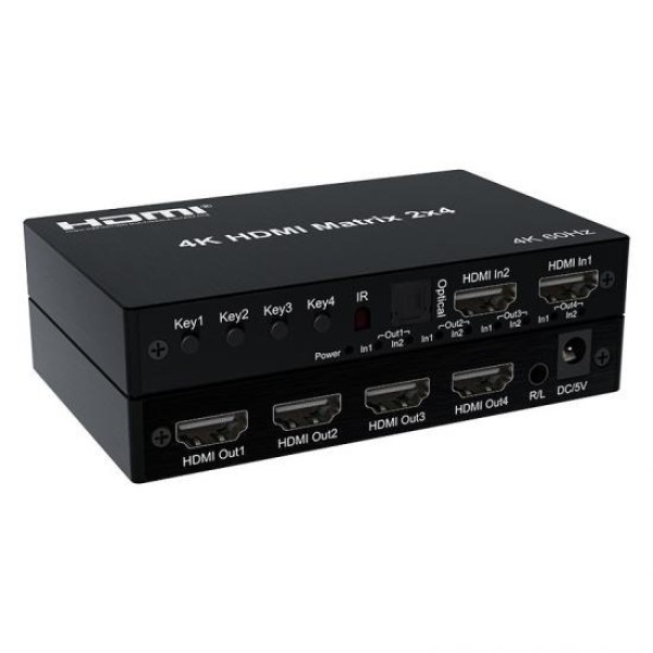 Dtech DT-7224W 2 In 4 Out 4K HDMI Matrix Switch