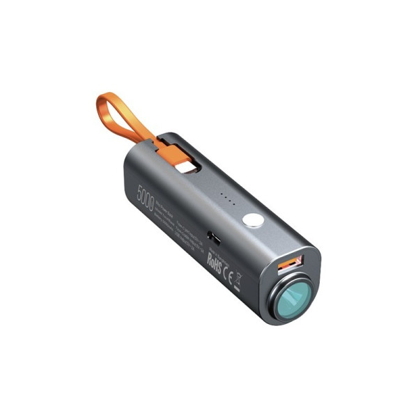 Proton Mini 5000mAh Power Bank with Torch and Built-in Type-C Cable