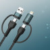 Proton Spark 4-in-1 Nylon Braided Fast Charging Cable (27W/60W)