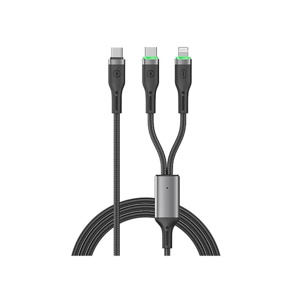 WiWU Wi-C072 Oringlink 100W USB-C to USB-C & Lightning Splitter Cable 1.2m