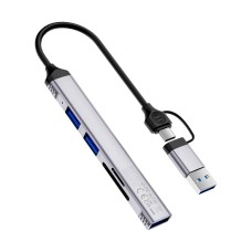 WiWU Zolo 5 in 1 USB Hub with SD & TF Card Reader (USB-A & Type-C) Space Gray