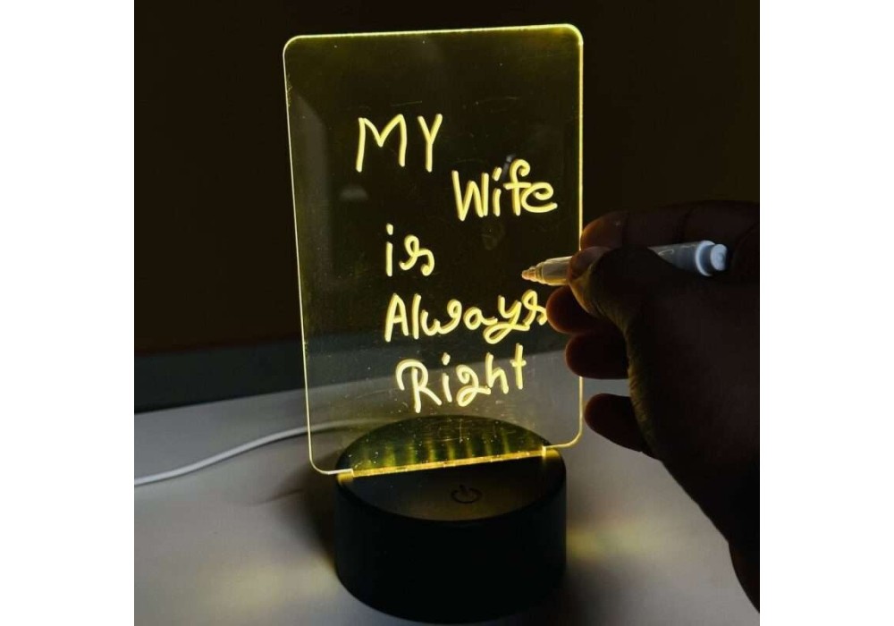 GearUP Acrylic Multicolor Night Lamp with Writable Board and Eraser Pen