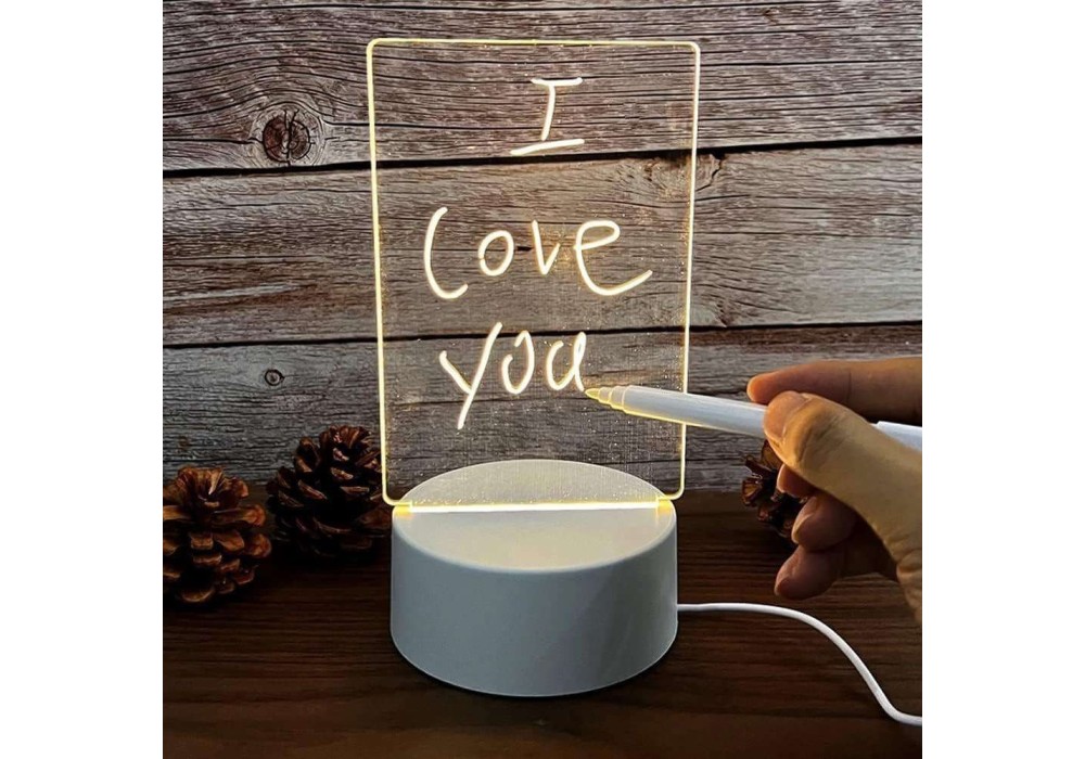 GearUP Acrylic Multicolor Night Lamp with Writable Board and Eraser Pen