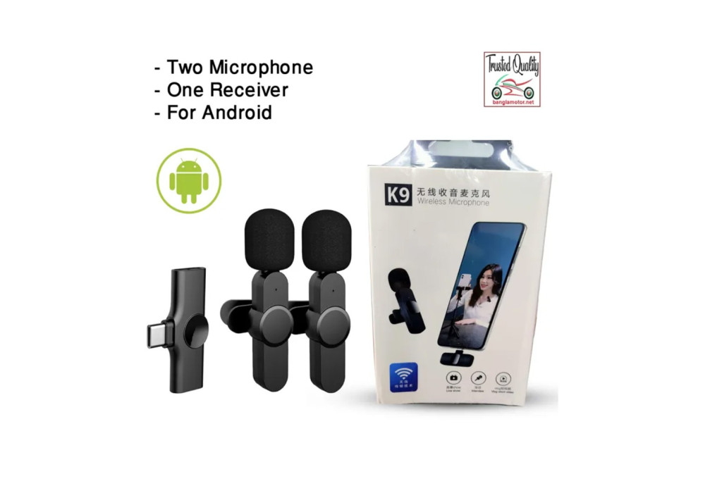 K9 Dual Microphone Wireless Lavalier Microphone for Android Type C