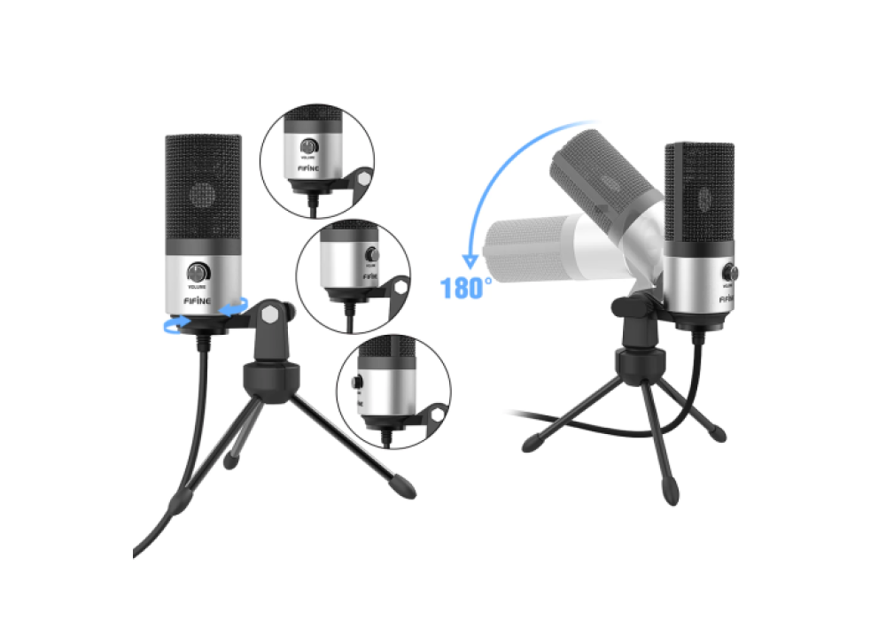 FIFINE K669B USB Microphone with Volume Dial for Streaming & Podcasting