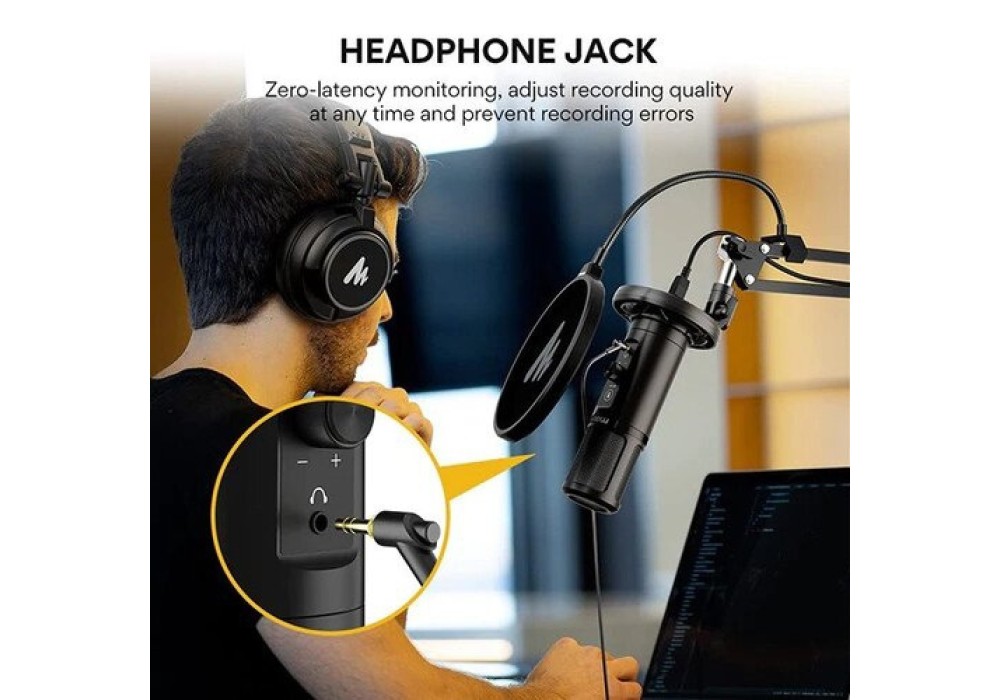 Maono AU-PM422 USB Condenser Microphone with Zero Latency Monitoring