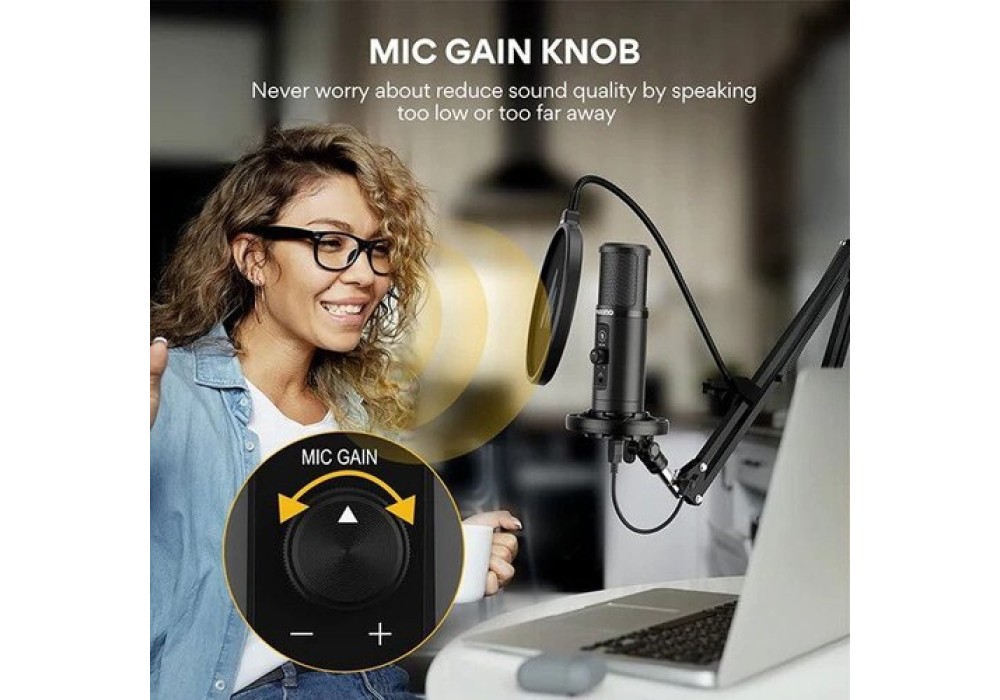 Maono AU-PM422 USB Condenser Microphone with Zero Latency Monitoring