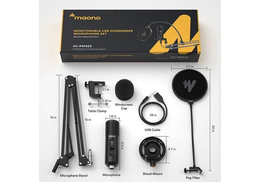 Maono AU-PM422 USB Condenser Microphone with Zero Latency Monitoring