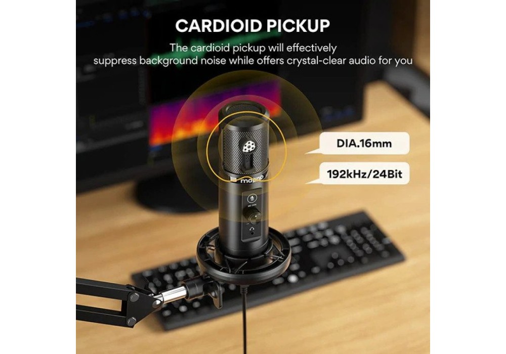 Maono AU-PM422 USB Condenser Microphone with Zero Latency Monitoring