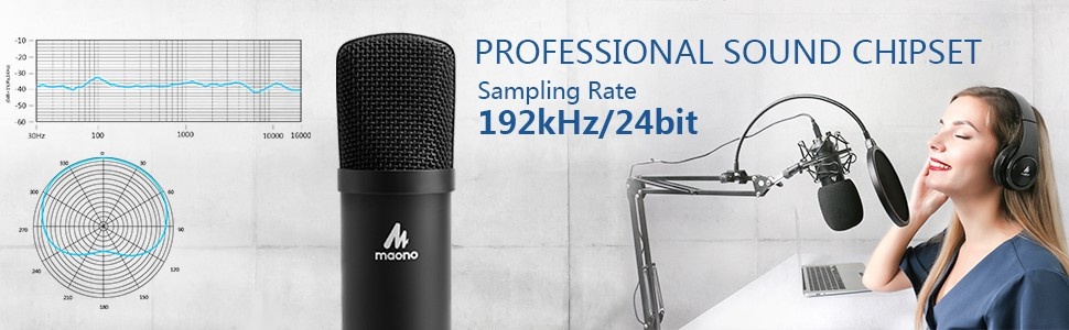 Professional Sound Chipset Maono AU-A04 USB Microphone with 192kHz/24bit professional sound chipset for studio-quality recording
