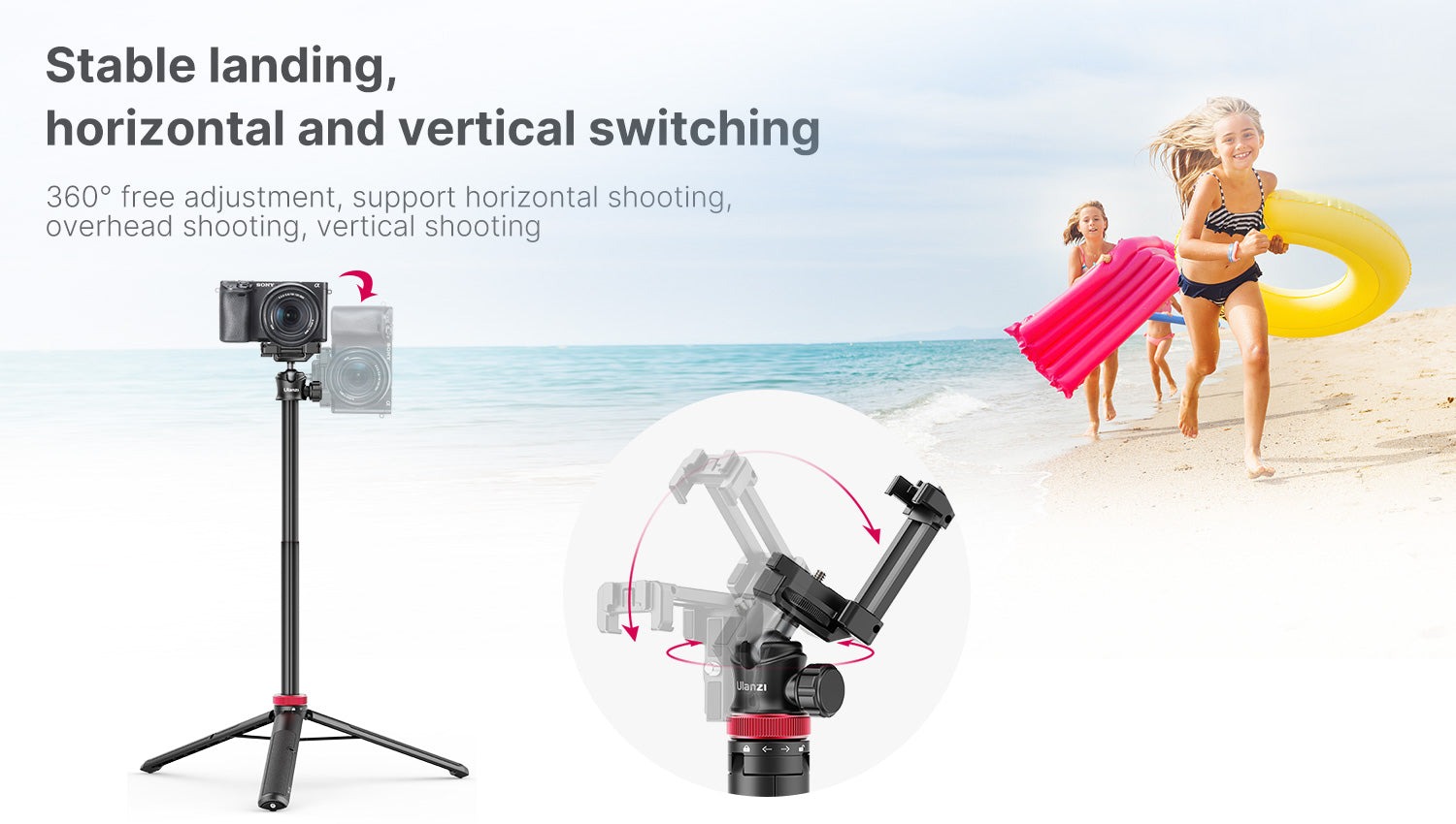 Ulanzi MT-44 Extendable Vlog Tripod With 360° Ball Head (Black)