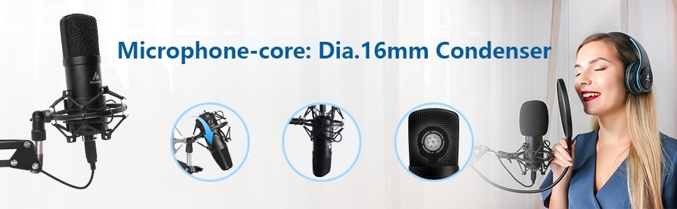 16mm Condenser Microphone Capsule Maono AU-A04 USB condenser microphone with 16mm diaphragm capsule for detailed sound capture