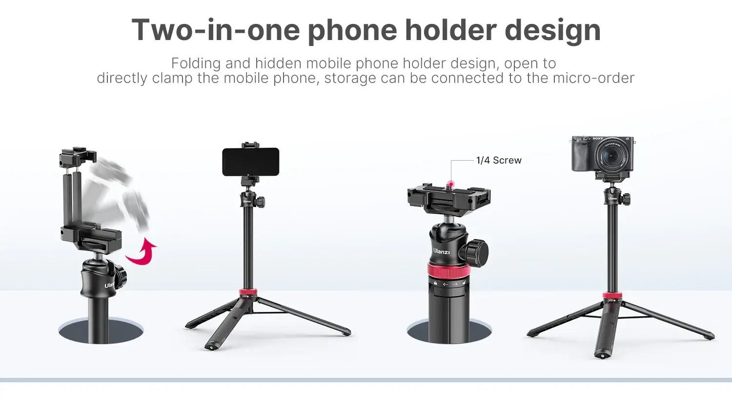 Ulanzi MT-44 Extendable Vlog Tripod With 360° Ball Head (Black)